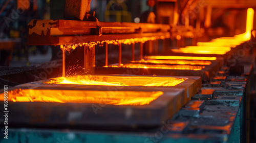 Wallpaper Mural Molten metal pouring in an industrial foundry.
 Torontodigital.ca