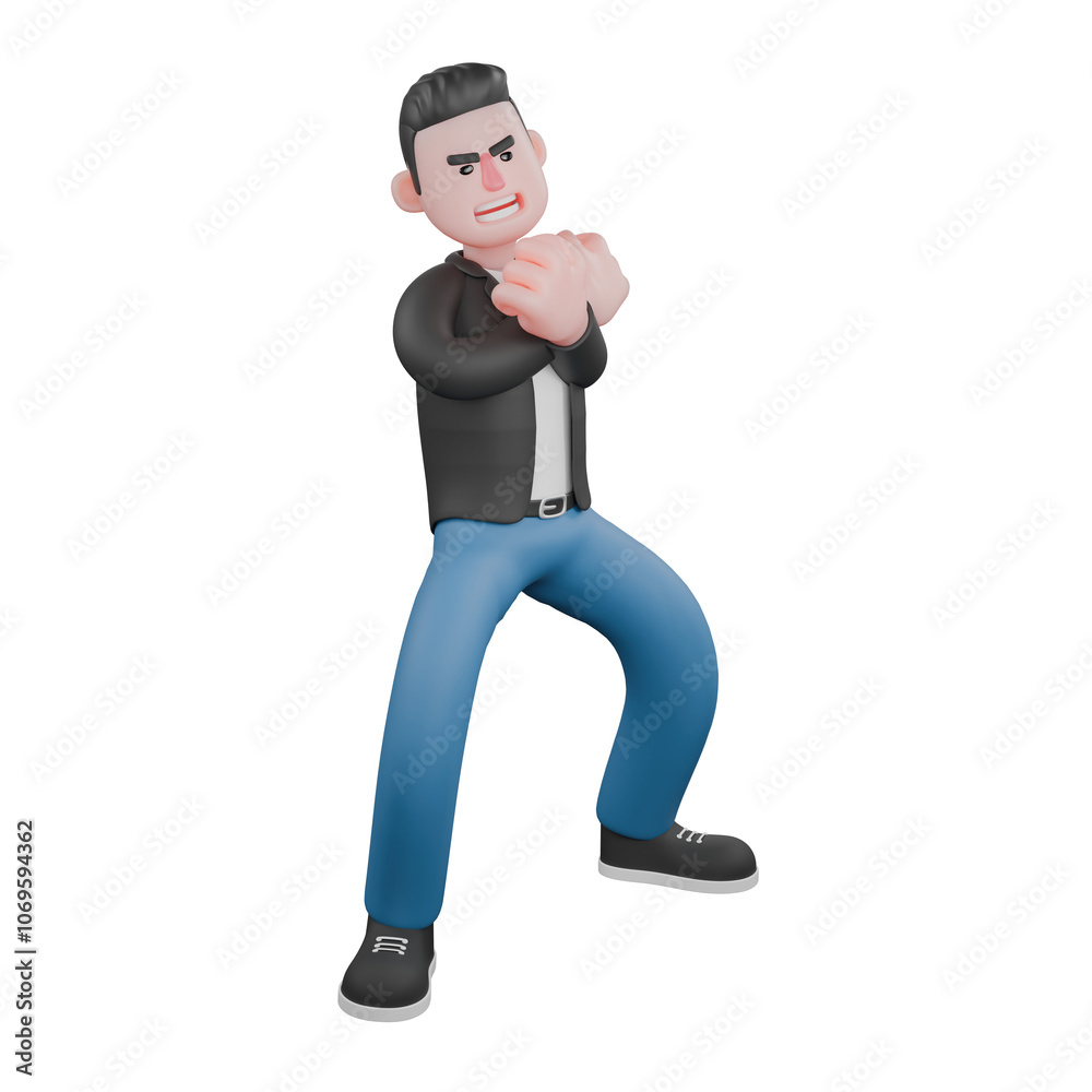 Singing Musician in 3D. A male musician is standing facing left with his legs apart and both hands clasped together. Vocalist Singing Musician in 3D. A male musician is standing facing left with his legs apart and both hands clasped together. Vocalist