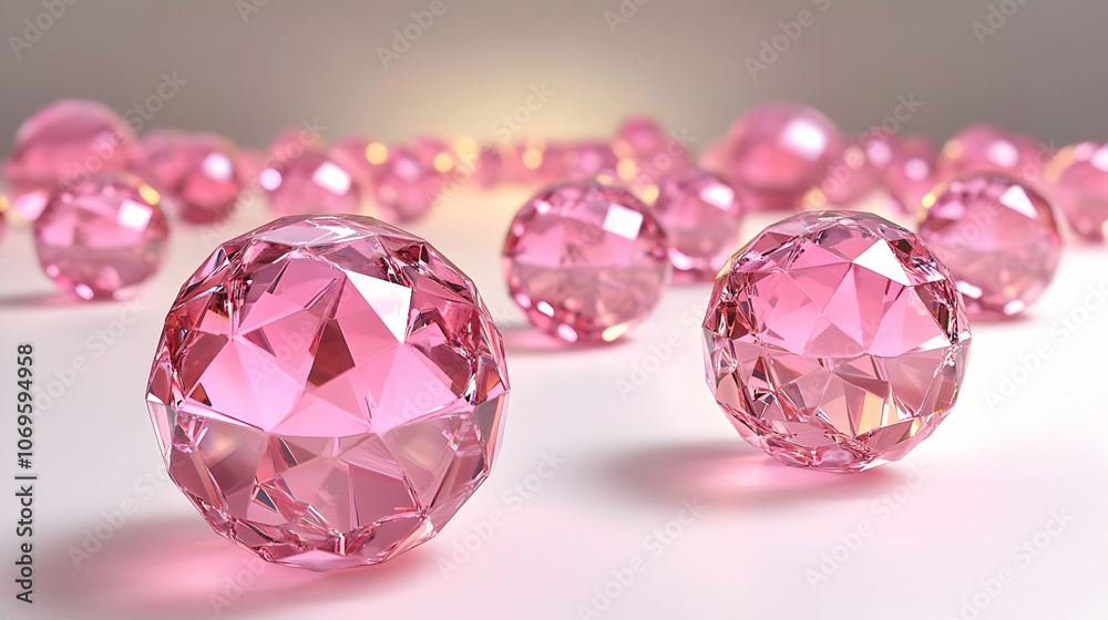 Pink Crystal Balls 3D Render Pink Crystal Balls 3D Render