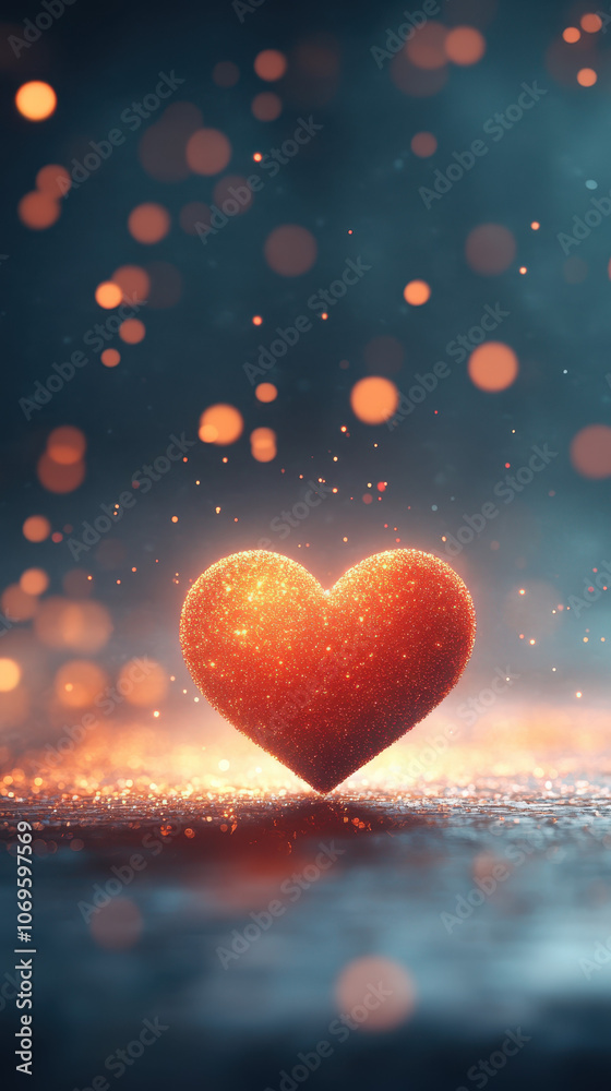 glowing heart shape surrounded by sparkling lights, symbolizing love and warmth. vibrant colors create magical atmosphere, perfect for romantic themes glowing heart shape surrounded by sparkling lights, symbolizing love and warmth. vibrant colors create magical atmosphere, perfect for romantic themes