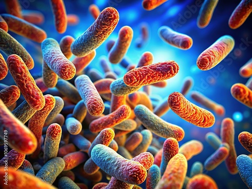 Porphyromonas gingivalis, a rod-shaped bacteria, resides in the mouth. photo