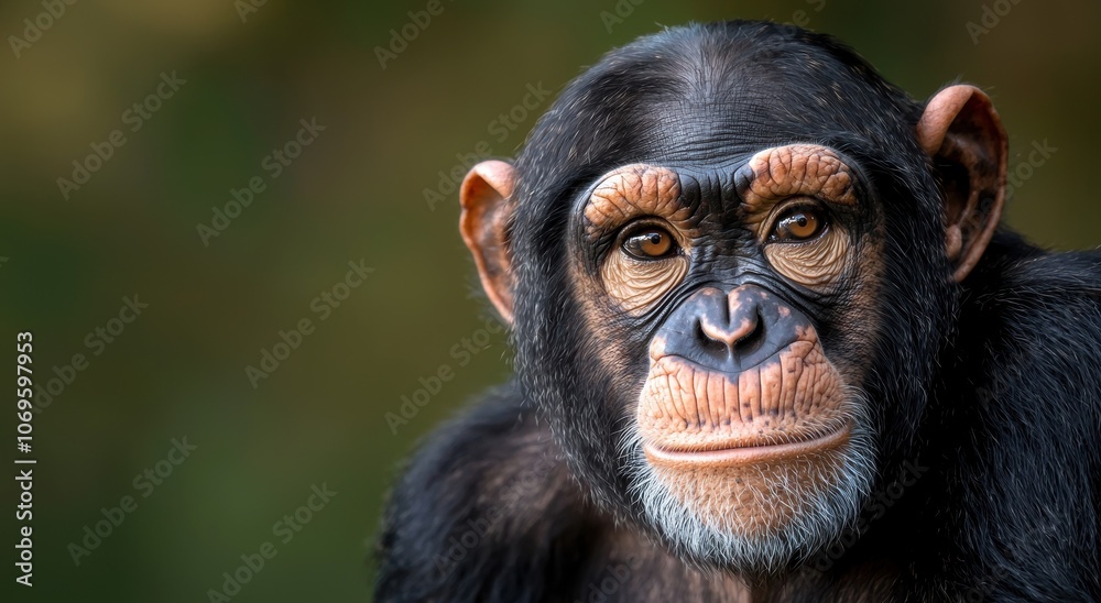 close-up portrait of a thoughtful chimpanzee close-up portrait of a thoughtful chimpanzee