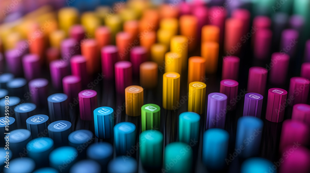 Colorful Cylinders Abstract 3D Illustration Colorful Cylinders Abstract 3D Illustration