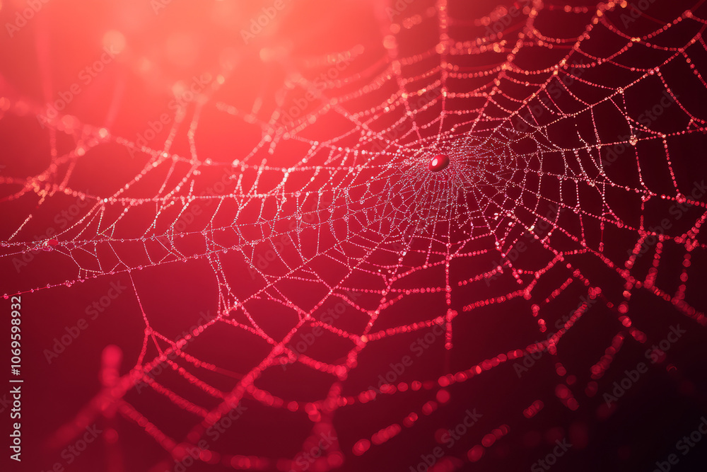 Obraz premium A Captivating Spiderweb Adorned with Dew Drops