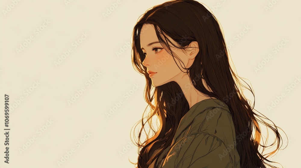 A beautiful anime girl with long brown hair and green eyes. A beautiful anime girl with long brown hair and green eyes.
