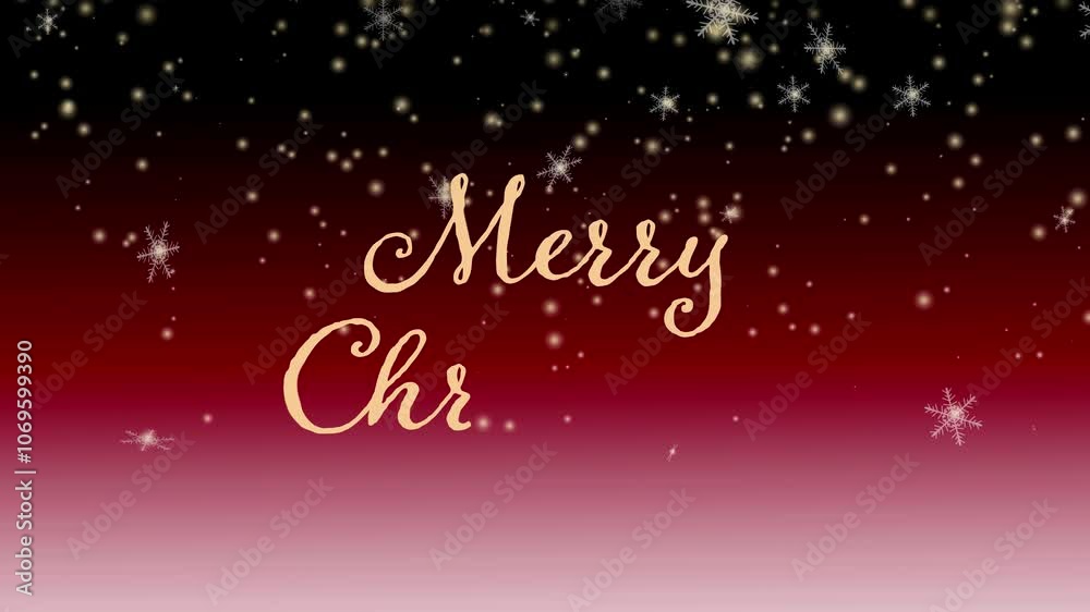 merry christmasの文字が手描き風に現れる動画 赤背景 merry christmasの文字が手描き風に現れる動画 赤背景