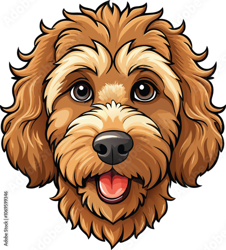 Cute Labradoodle Dog vector cartoon illustration
