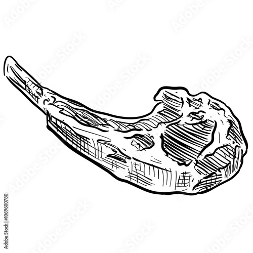 tomahawk meat handdrawn illustration