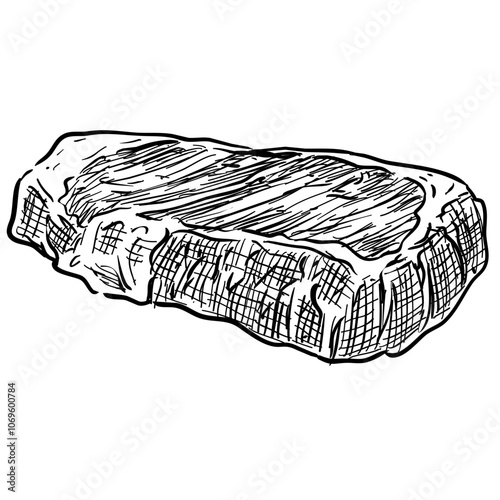 sirloin steak meat handdrawn illustration