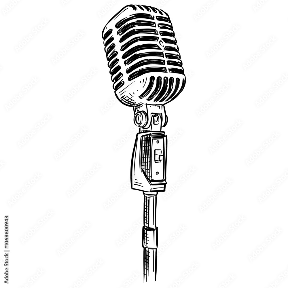Fototapeta premium microphone handdrawn illustration