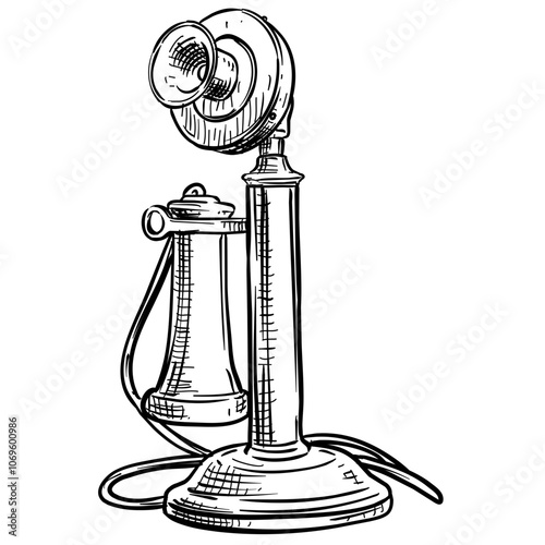 old telephone handdrawn illustration