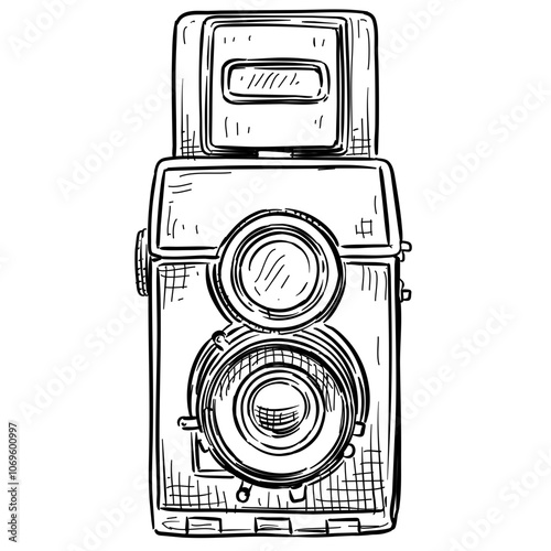 old camera handdrawn illustration