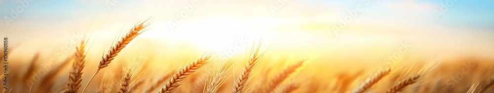 Golden Wheat Field in Bright Sunrise Light Golden Wheat Field in Bright Sunrise Light