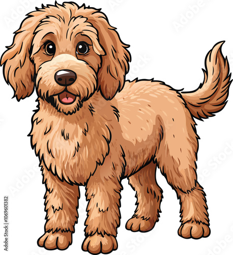 Cute Labradoodle Dog vector cartoon illustration
