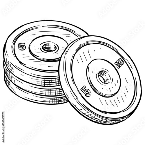 plates weight gym handdrawn illustration