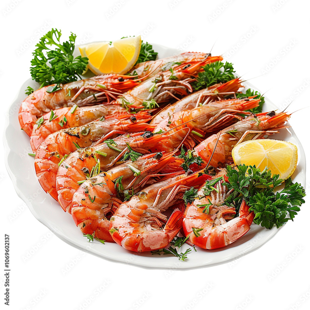 a platter with shrimps and topped with herbs isolated on white background.png
a platter with shrimps and topped with herbs isolated on white background.png
