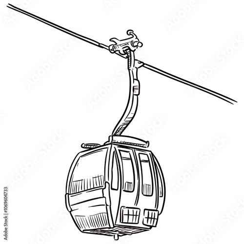 Handdrawn Winter Gondola Illustration
