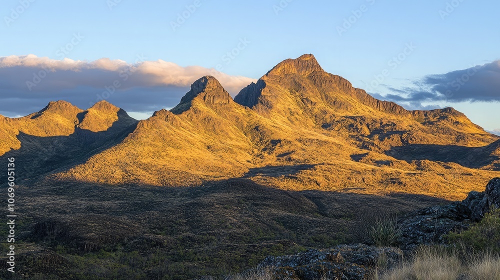 Obraz premium Majestic Mountain Range at Golden Hour