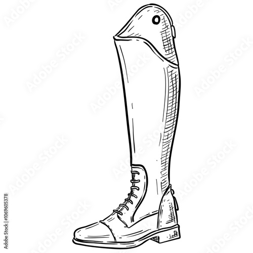 Handdrawn Equestrian Boot Illustration