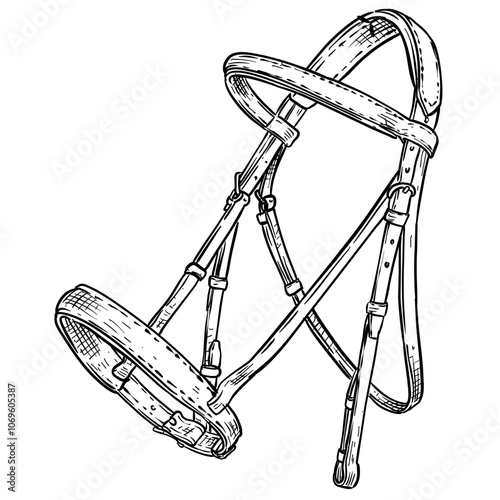 Handdrawn Horse Lead Rope Illustration