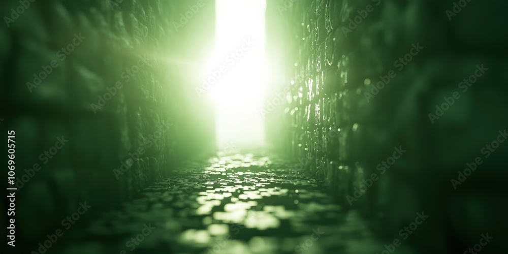Fototapeta premium Explore the Enigmatic Green Pathway Leading to Light
