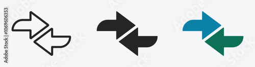 Data transfer arrows vector concepts. Transfer data arrow vector designs. Data transfer vector icon. Double arrow icon