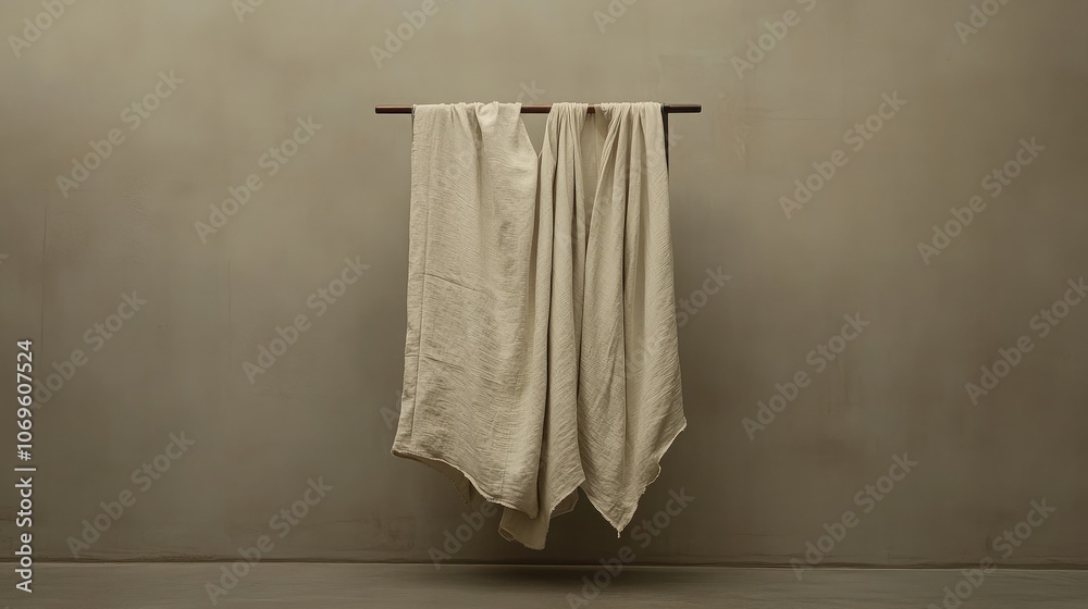 Fototapeta premium Minimalist Fabric Hanging on a Rod