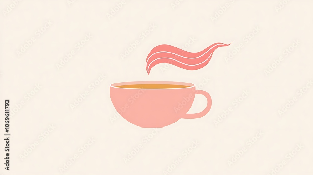 A pink cup with steam coming out of it A pink cup with steam coming out of it