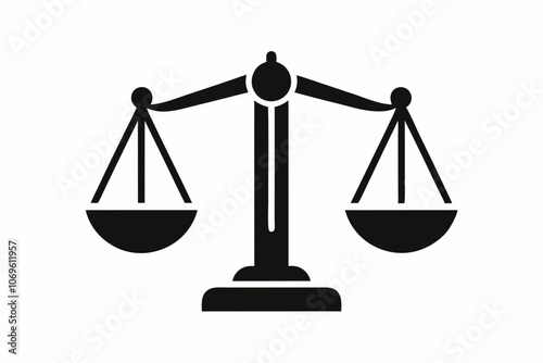 Weight scales black silhouette illustration,Black balance, scale, justice, weight, law, scales, gold, legal, symbol, measurement of svg vector cut file Cricut silhouette design.