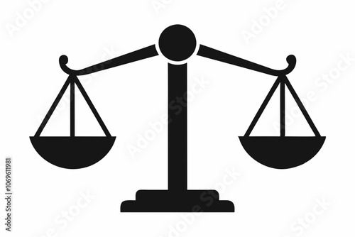 Weight scales black silhouette illustration,Black balance, scale, justice, weight, law, scales, gold, legal, symbol, measurement of svg vector cut file Cricut silhouette design.