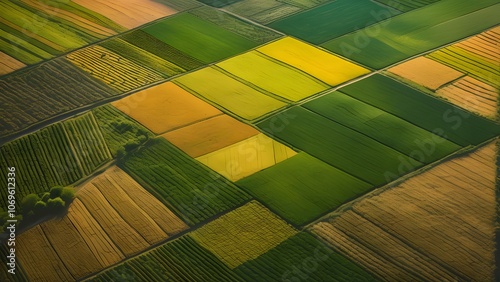 Rich Tapestry of Agricultural Fields Seen from the Sky, Showcasing the Diverse Colors and Textures of Rural Farmland_092