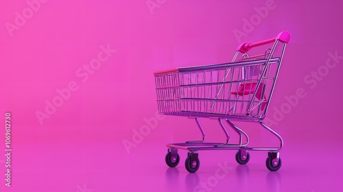 Generative AI Viva magenta color shopping cart on magenta