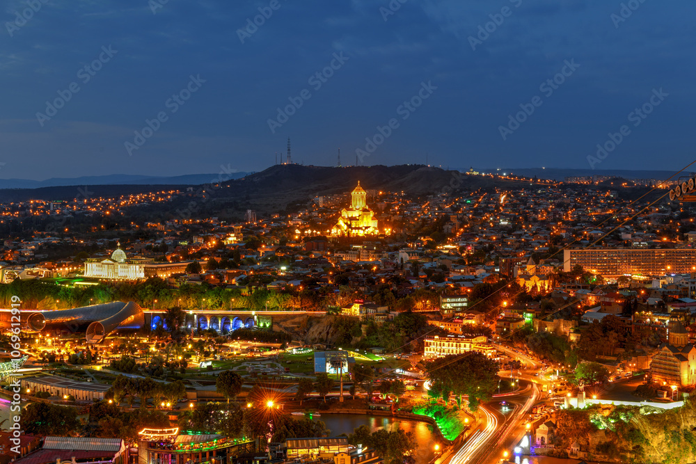 Naklejka premium Panoramic City View - Tbilisi, Georgia