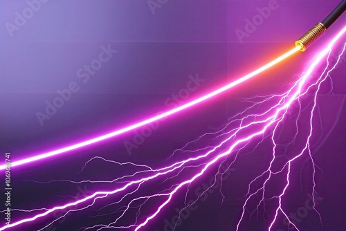 Purple Electric Beam and Arc of Lightning on White Background photo