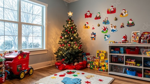 Kids’ Playroom with Festive Christmas Decorations