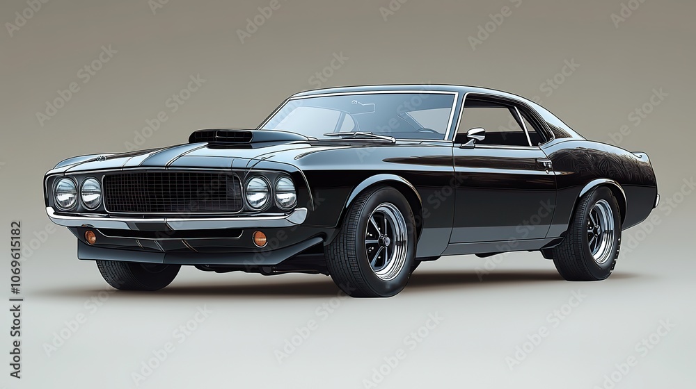 An illustration of an American muscle car is rendered in vector format, capturing the iconic design and powerful appeal of classic American automotive culture. An illustration of an American muscle car is rendered in vector format, capturing the iconic design and powerful appeal of classic American automotive culture.