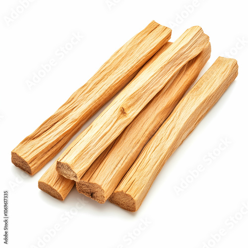 Palo Santo Sticks on White Background, Holy Wood, Bursera Graveolens, Incense, Smudging, Cleansing photo