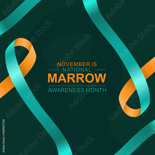 Vector illustration design concept of National Marrow Awareness Month observed on every November. Great for cards, banners, posters, social media and more. dark green background.