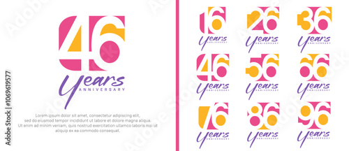 anniversary logo set. vector design orange and pink color can be use for celebration moment