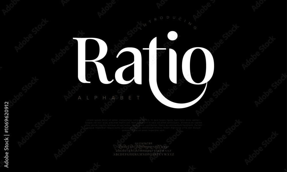 Ratio typography beauty fashion elegant minimalist serif italic fonts decorative wedding vintage retro logos. Minimal luxury font alphabet logo. Vector illustration Ratio typography beauty fashion elegant minimalist serif italic fonts decorative wedding vintage retro logos. Minimal luxury font alphabet logo. Vector illustration