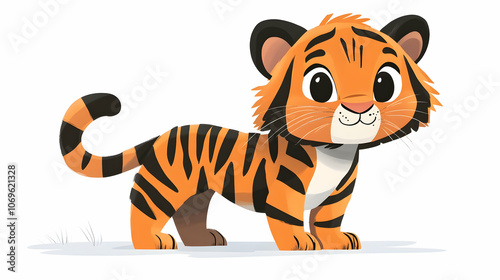 Cute Cartoon Tiger Cub, tiger stripes, animal, adorable, wildlife, jungle