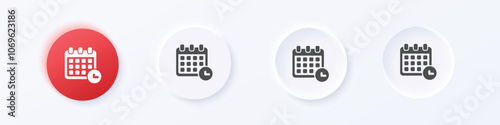 Schedule icon. Neumorphism round style button design vector