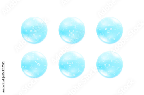 Molecule in water drop collagen solution blue. Vitamins complex Hyaluronic acid Moisturizer from nature. Used for design cosmetic products. Beauty skin care ads. Medical scientific. 3D Vector.