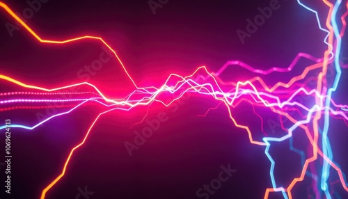 electric lines and pulses of light in neon colors