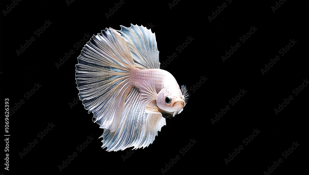 White fighting fish contrasted with a black background. White fighting fish contrasted with a black background.