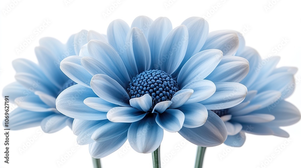 Fototapeta premium Close-up of a blue chrysanthemum flower with a white background and clipping path included.