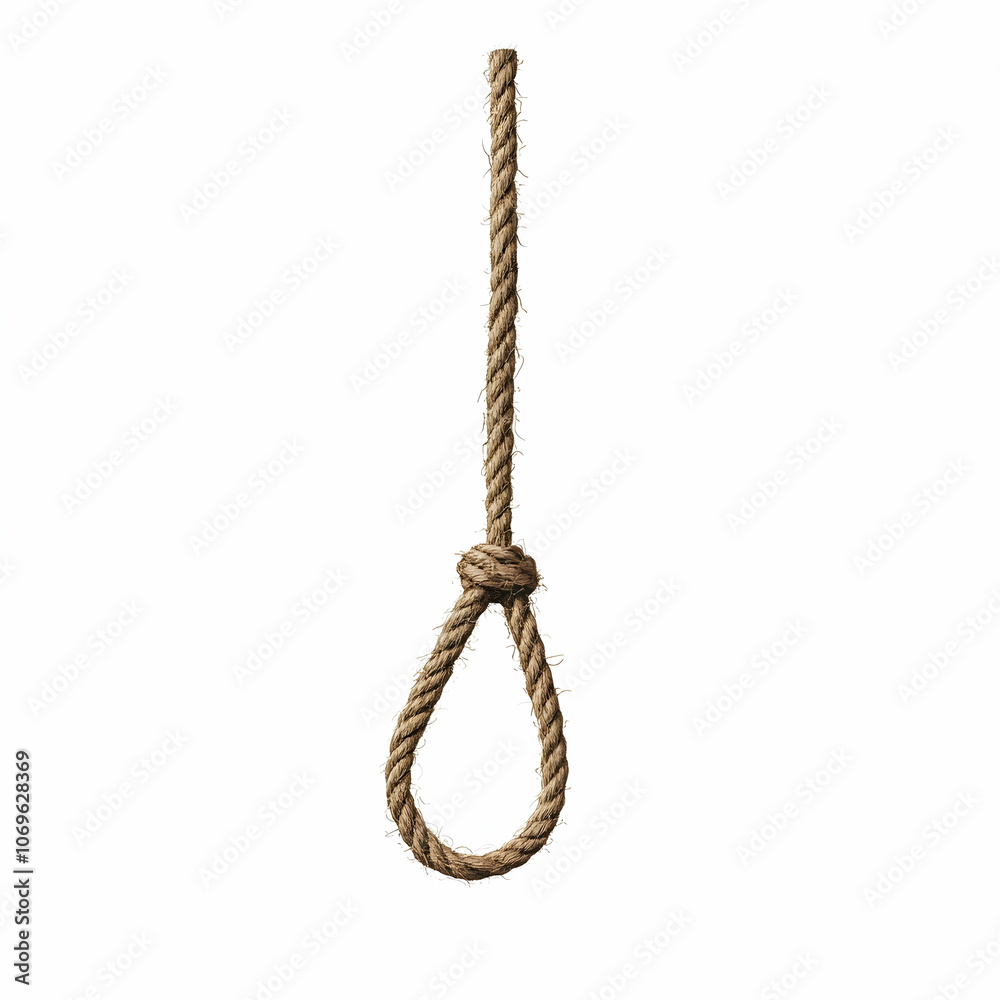 Noose Rope Isolated on White Background, hangman's noose, hanging rope, knot, knotting, rope knot Noose Rope Isolated on White Background, hangman's noose, hanging rope, knot, knotting, rope knot