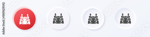 Meeting icon. Neumorphism round style button design vector