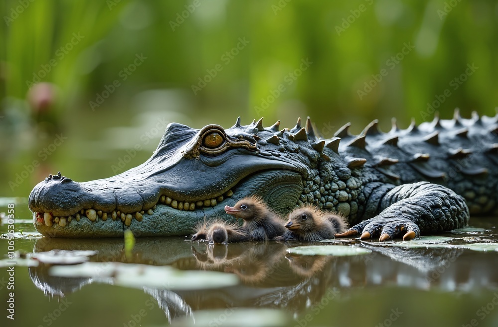 Obraz premium alligator in the swamp