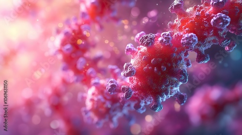 Digital 3D artwork depicting components of protein degrader drug technologies, for medical research.